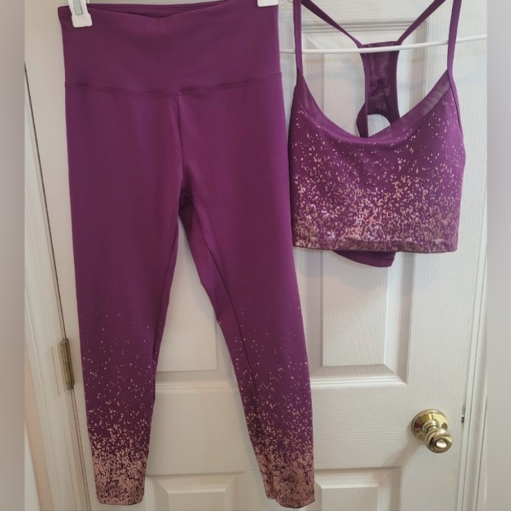 Marika Purple Ombre Speckled Sports Bra and Legging Set